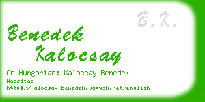 benedek kalocsay business card